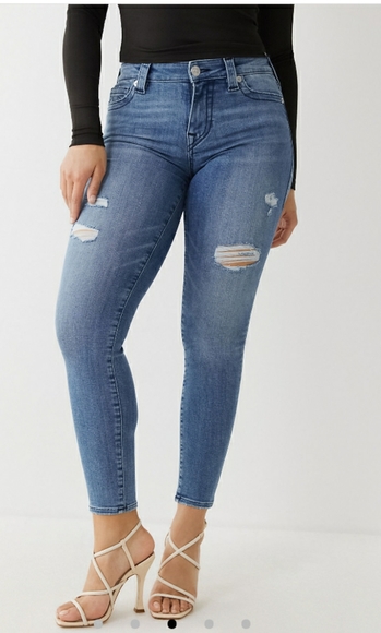 True Religion Women’s Halle Mr SN Destroy Medium Wash Jean's - Picture 3 of 12